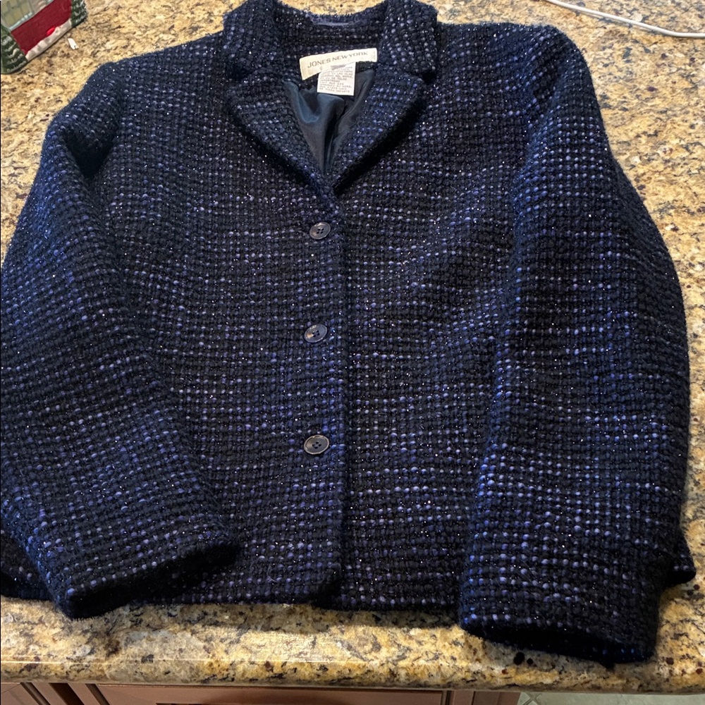 Jones New York Navy Textured Blazer